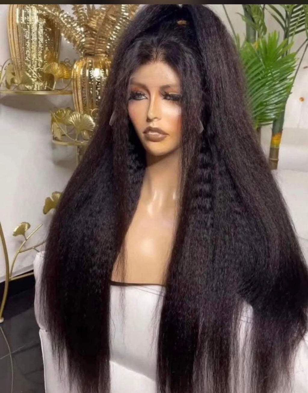 KInky Straight 30 inches 13x4 Frontal wig { black}