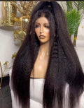 KInky Straight 30 inches 13x4 Frontal wig { black}