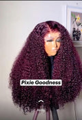 30 inches pixie curl 13x4 Frontal wig {Burgundy}
