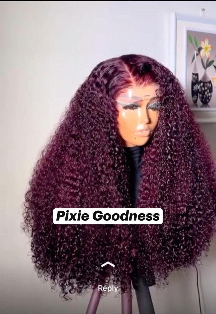 30 inches pixie curl 13x4 Frontal wig {Burgundy}