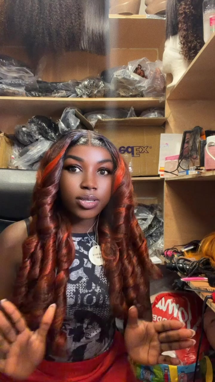 Auburn Copper Brown Blend Bouncy Curl Wig