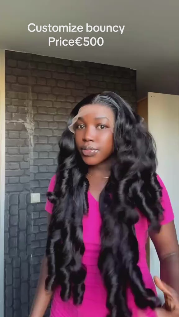 custtomazie bouncy 32 inch 13x6 frontal wig [black] 450gram