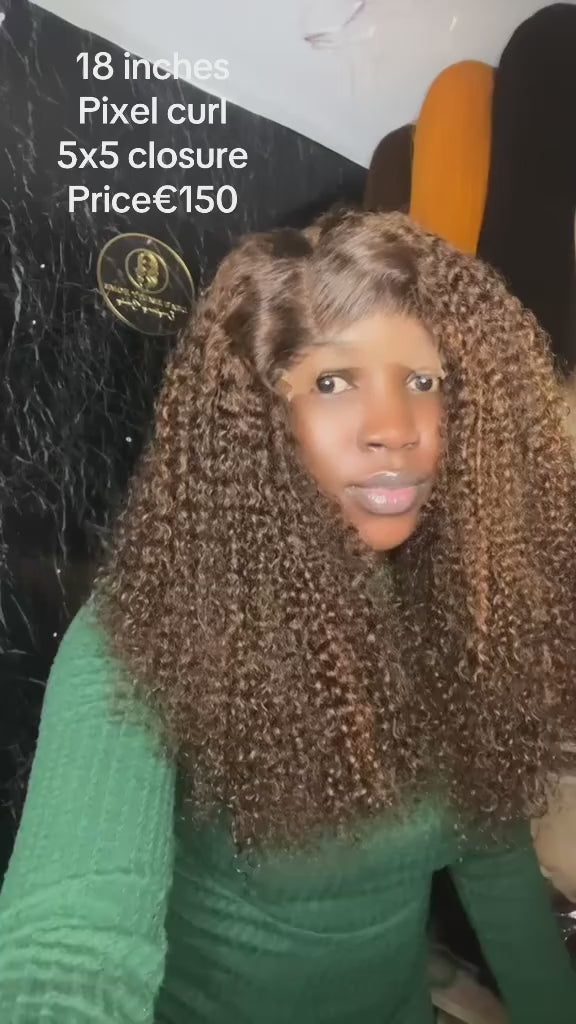 18 inches 5x5 HD closure pixie curl [paino]