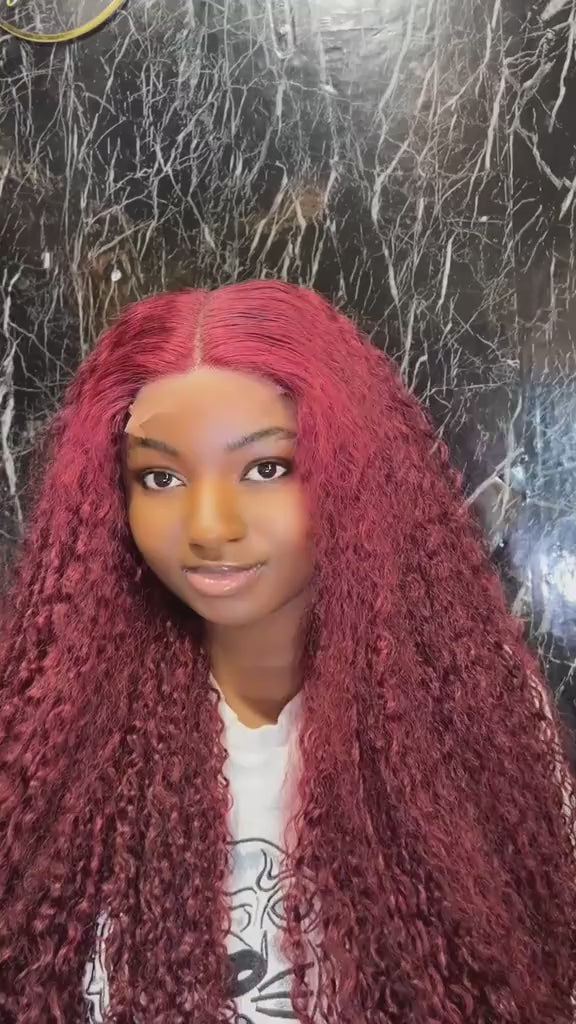 28 inches pixie curl 4x4 closure {wine]