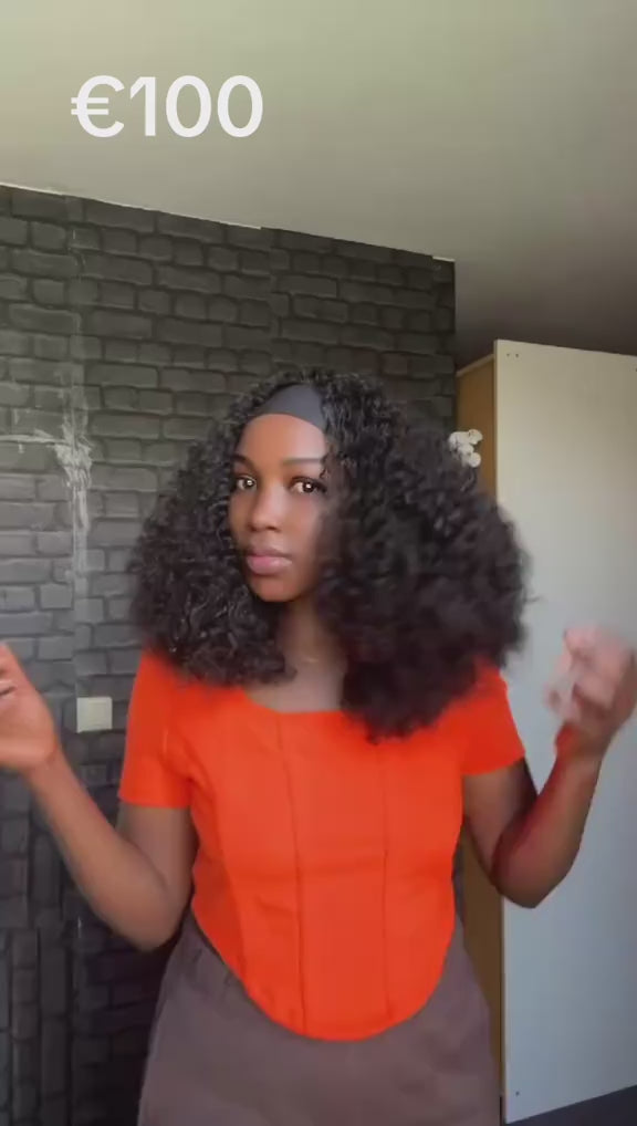 Band luxury curl wig -14 inches  {back]