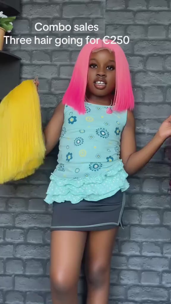 Luxury Wig Combo Deal – 3 Wigs for €250 [ pink, yellow. wine]